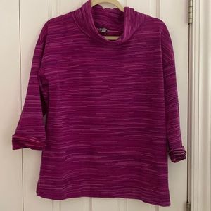 T by Talbots wine cowl neck pull over with faint stripes